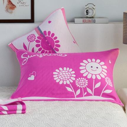 91家纺网 家纺一手货源 找家纺 朴尔 2020新款全棉加厚三层纱布枕巾 向日葵深粉