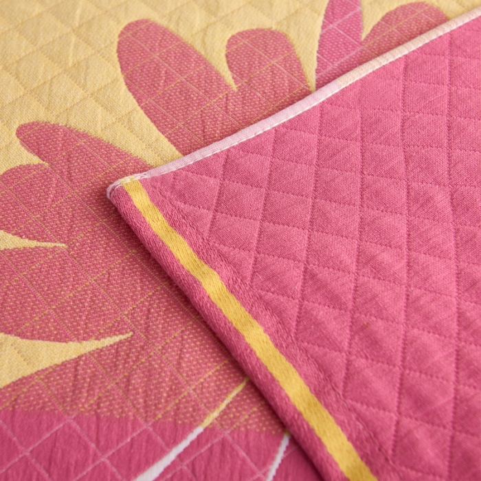 91家纺网 家纺一手货源 找家纺 朴尔 2020新款全棉加厚三层纱布枕巾 菊之爱粉