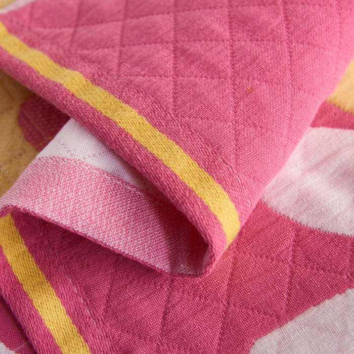 91家纺网 家纺一手货源 找家纺 朴尔 2020新款全棉加厚三层纱布枕巾 菊之爱粉