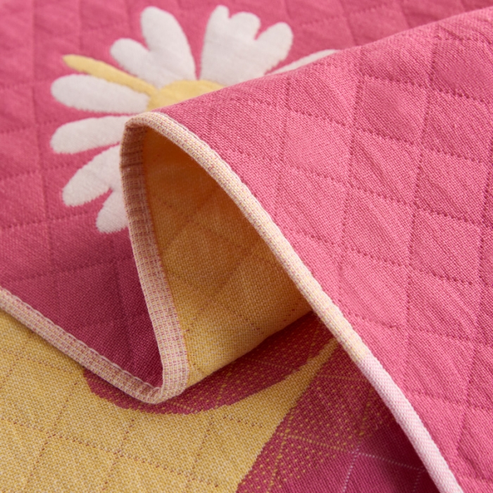 91家纺网 家纺一手货源 找家纺 朴尔 2020新款全棉加厚三层纱布枕巾 菊之爱粉