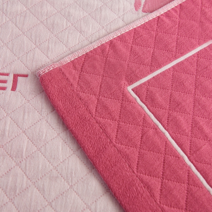 91家纺网 家纺一手货源 找家纺 朴尔 2020新款全棉加厚三层纱布枕巾 旅途粉