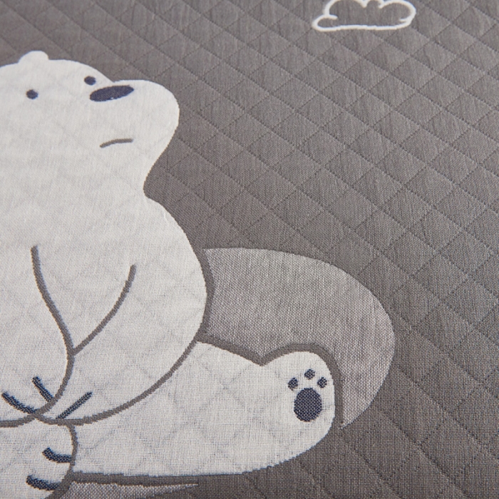 91家纺网 家纺一手货源 找家纺 朴尔 2020新款全棉加厚三层纱布枕巾 梦想熊灰