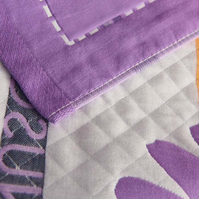 91家纺网 家纺一手货源 找家纺 朴尔 2020新款全棉加厚三层纱布枕巾 朴菊紫