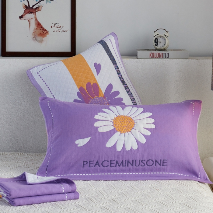 91家纺网 家纺一手货源 找家纺 朴尔 2020新款全棉加厚三层纱布枕巾 朴菊紫