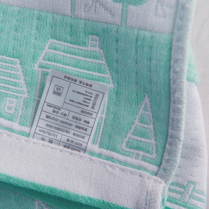 91家纺网 家纺一手货源 找家纺 朴尔 2020新款全棉加厚三层纱布枕巾 寻梦绿