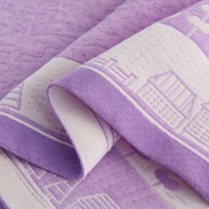 91家纺网 家纺一手货源 找家纺 朴尔 2020新款全棉加厚三层纱布枕巾 寻梦紫