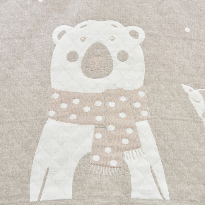 91家纺网 家纺一手货源 找家纺 朴尔 2020新款三层纱布枕巾 吉姆熊-灰