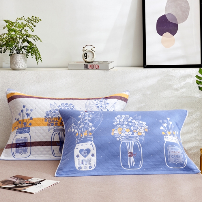 91家纺网 家纺一手货源 找家纺 朴尔 2020新款三层纱布枕巾 瓶中花-兰