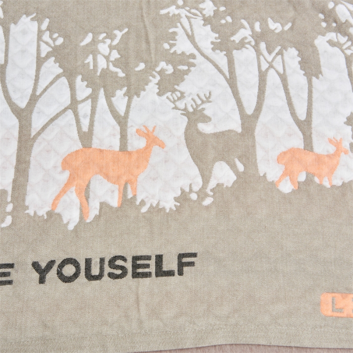 91家纺网 家纺一手货源 找家纺 朴尔 2020新款三层纱布枕巾 仙林小鹿-灰