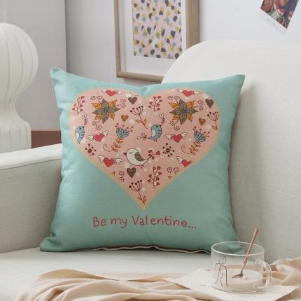 91家纺网 家纺一手货源 找家纺 橘夏纺织品 2025新款卡通风亚麻印花抱枕 鸟语花香