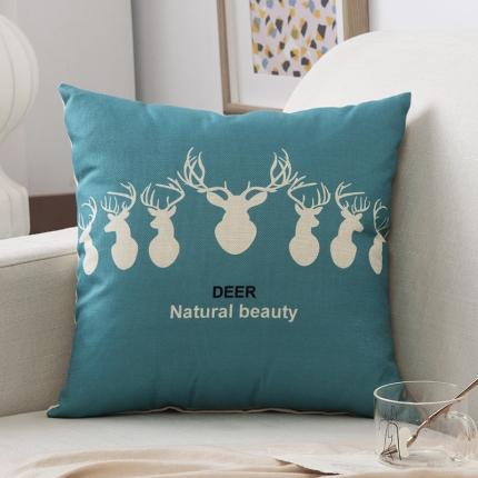 91家纺网 家纺一手货源 找家纺 橘夏纺织品 2025新款卡通风亚麻印花抱枕 七只鹿