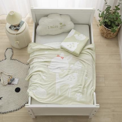 91家纺网 家纺一手货源 找家纺 朴尔 2020新款全棉六层纱布儿童盖被毛巾被 聪明鹿黄