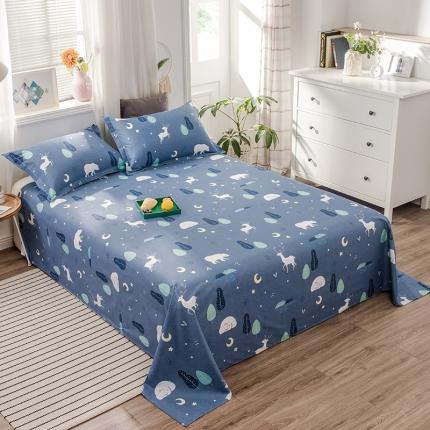 91家纺网 家纺一手货源 找家纺 铭成 2022新款全棉12868小清新系列单床单 夜晚的森林