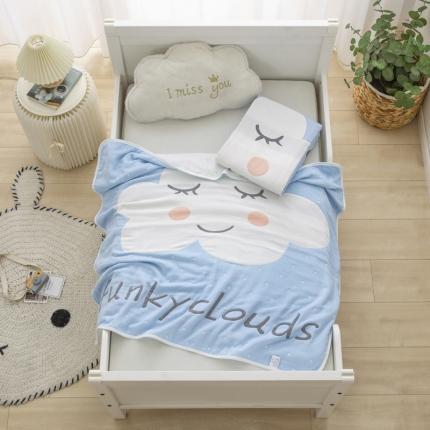 91家纺网 家纺一手货源 找家纺 朴尔 2020新款全棉六层纱布儿童盖被毛巾被 贪睡云兰