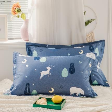 91家纺网 家纺一手货源 找家纺 铭成2021新款全棉12868小清新系列单枕套 夜晚的森林