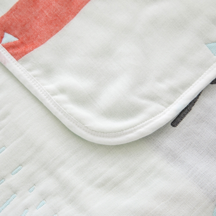 91家纺网 家纺一手货源 找家纺 朴尔 2020新款全棉六层纱布儿童盖被毛巾被 博士兔浅蓝