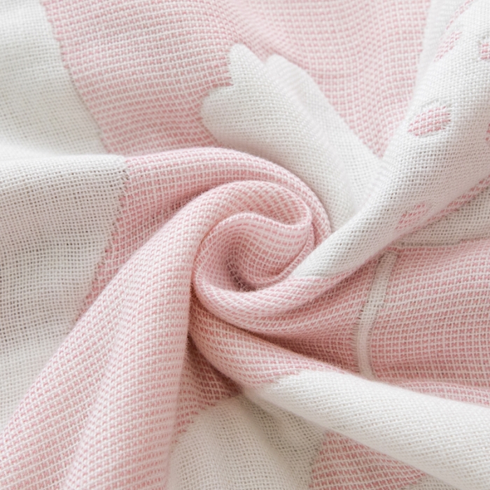 91家纺网 家纺一手货源 找家纺 朴尔 2020新款全棉六层纱布儿童盖被毛巾被 聪明鹿粉