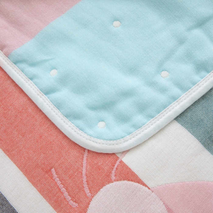 91家纺网 家纺一手货源 找家纺 朴尔 2020新款全棉六层纱布儿童盖被毛巾被 机灵兔粉