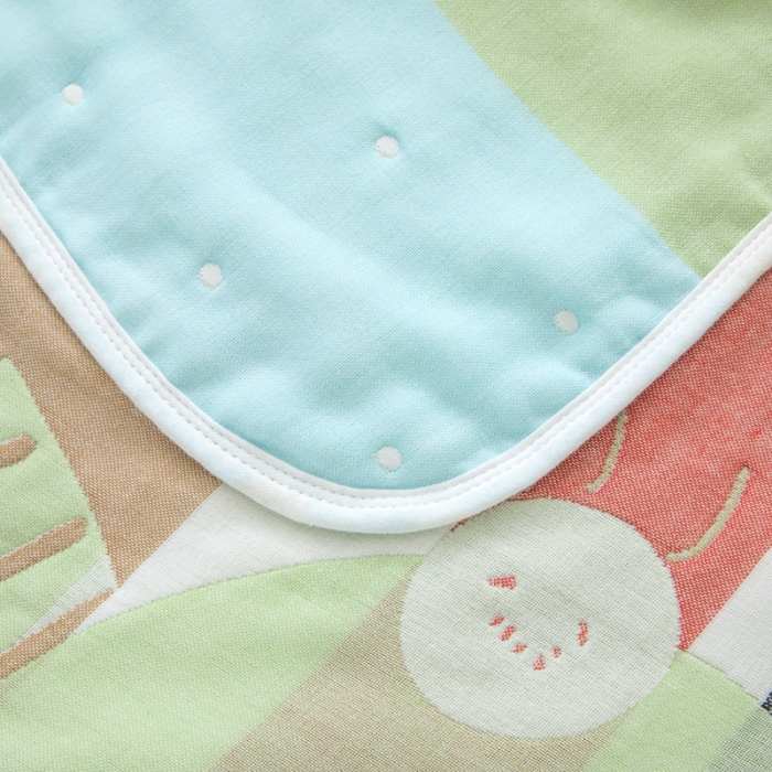 91家纺网 家纺一手货源 找家纺 朴尔 2020新款全棉六层纱布儿童盖被毛巾被 机灵兔绿