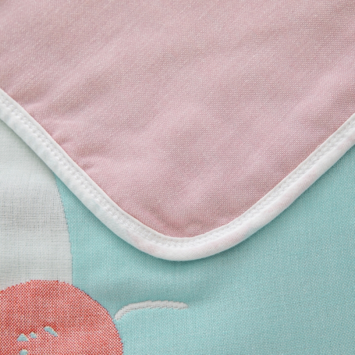 91家纺网 家纺一手货源 找家纺 朴尔 2020新款全棉六层纱布儿童盖被毛巾被 机灵兔浅蓝