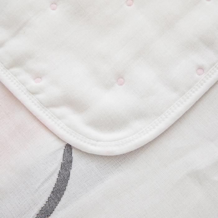 91家纺网 家纺一手货源 找家纺 朴尔 2020新款全棉六层纱布儿童盖被毛巾被 贪睡云粉