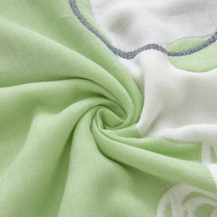 91家纺网 家纺一手货源 找家纺 朴尔 2020新款全棉六层纱布儿童盖被毛巾被 博士兔绿