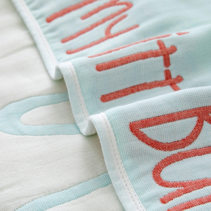 91家纺网 家纺一手货源 找家纺 朴尔 2020新款全棉六层纱布儿童盖被毛巾被 博士兔浅蓝