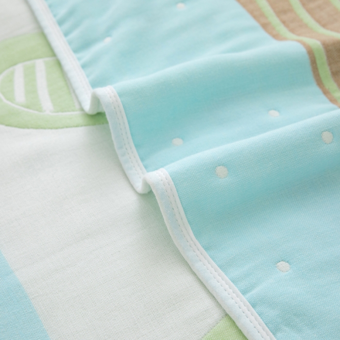 91家纺网 家纺一手货源 找家纺 朴尔 2020新款全棉六层纱布儿童盖被毛巾被 机灵兔绿