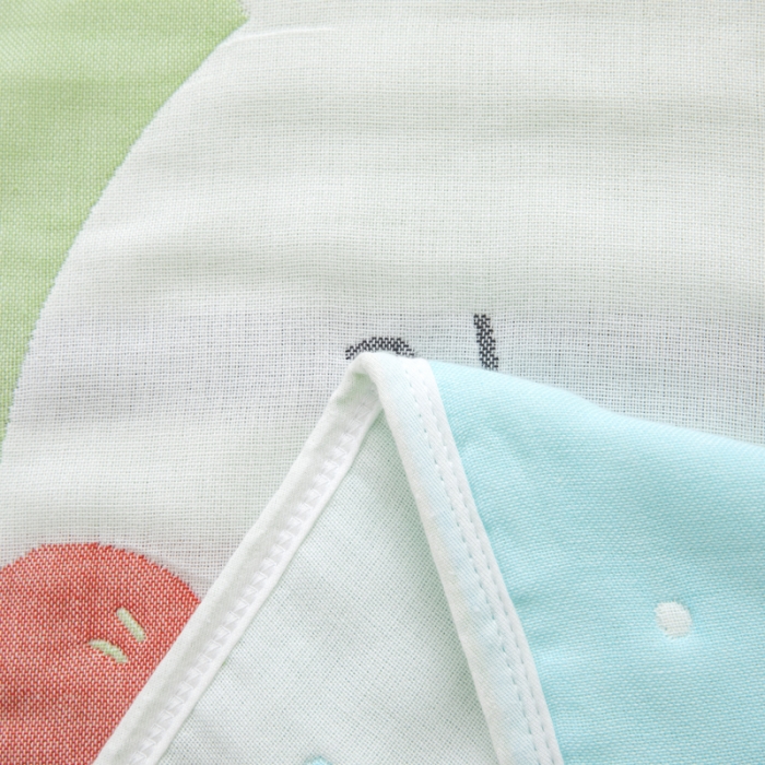 91家纺网 家纺一手货源 找家纺 朴尔 2020新款全棉六层纱布儿童盖被毛巾被 机灵兔绿
