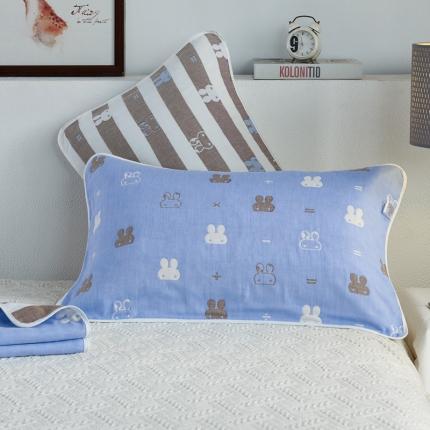 91家纺网 家纺一手货源 找家纺 朴尔 2020新款全棉六层纱布小花型枕巾 算数小兔兰