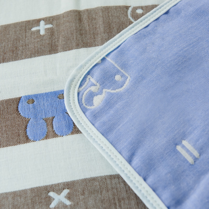 91家纺网 家纺一手货源 找家纺 朴尔 2020新款全棉六层纱布小花型枕巾 算数小兔兰