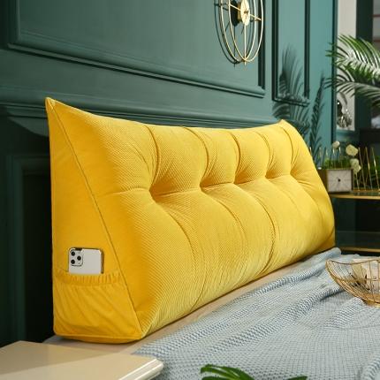 91家纺网 家纺一手货源 找家纺 永光家居 立体绒长三角靠垫 双人床头靠垫 大靠枕靠背 金黄色