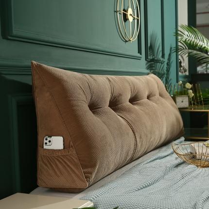 91家纺网 家纺一手货源 找家纺 永光家居 立体绒长三角靠垫 双人床头靠垫 大靠枕靠背 香槟色