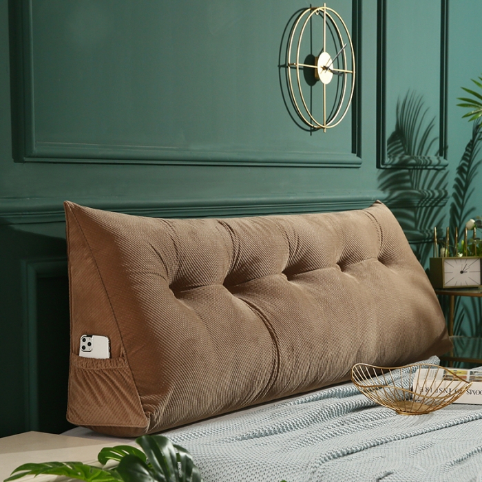 91家纺网 家纺一手货源 找家纺 永光家居 立体绒长三角靠垫 双人床头靠垫 大靠枕靠背 香槟色