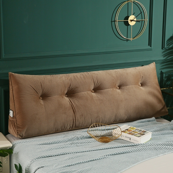 91家纺网 家纺一手货源 找家纺 永光家居 立体绒长三角靠垫 双人床头靠垫 大靠枕靠背 香槟色