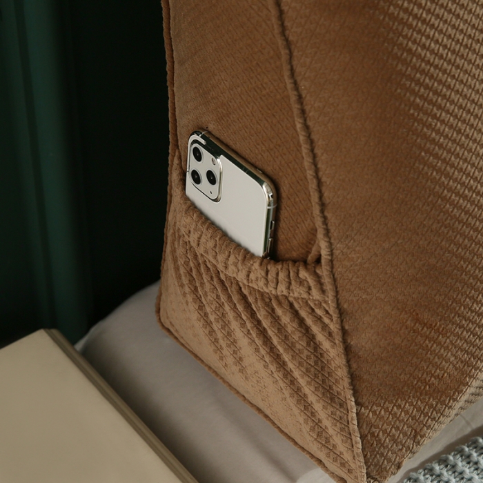 91家纺网 家纺一手货源 找家纺 永光家居 立体绒长三角靠垫 双人床头靠垫 大靠枕靠背 香槟色