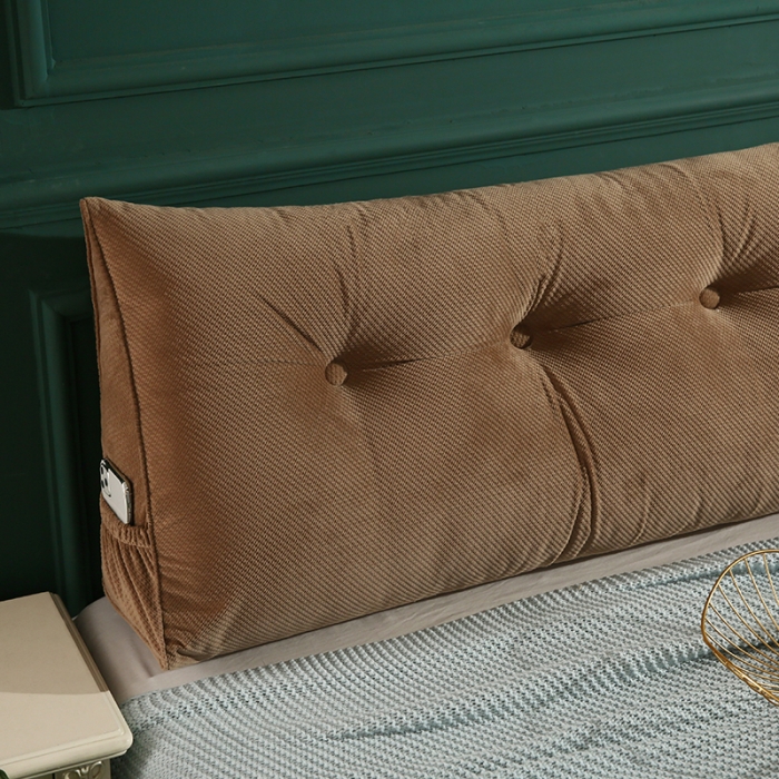 91家纺网 家纺一手货源 找家纺 永光家居 立体绒长三角靠垫 双人床头靠垫 大靠枕靠背 香槟色