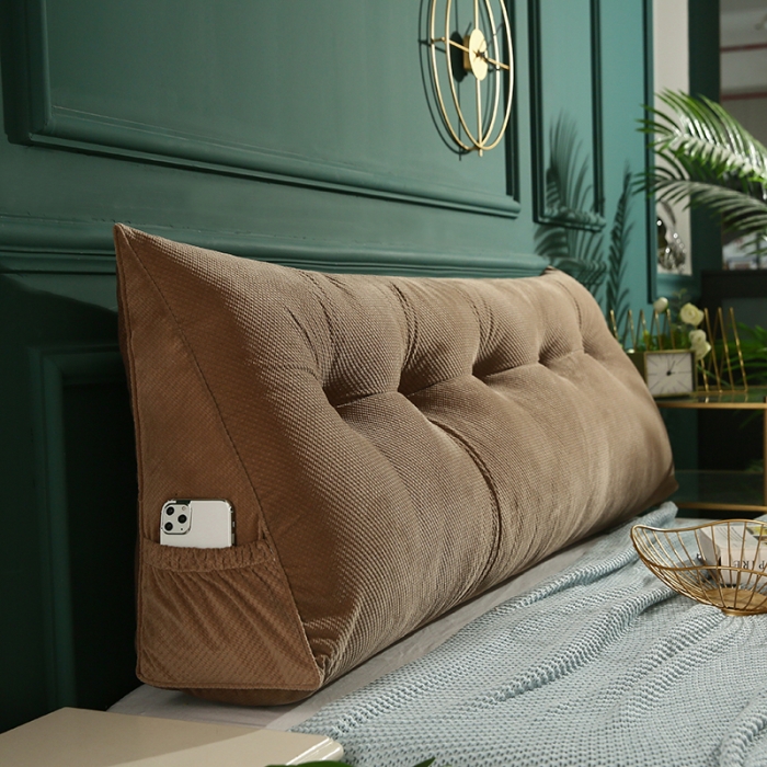 91家纺网 家纺一手货源 找家纺 永光家居 立体绒长三角靠垫 双人床头靠垫 大靠枕靠背 香槟色