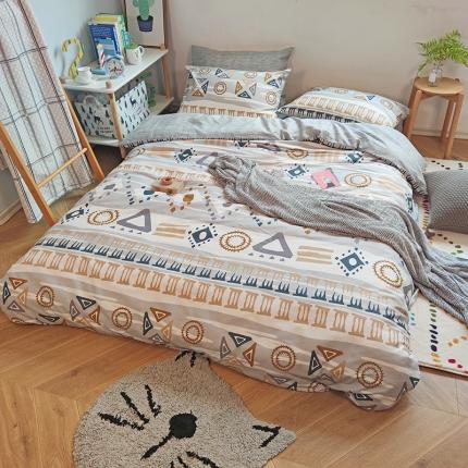 91家纺网 家纺一手货源 找家纺 田野 2020新款13372全棉简约系列四件套实拍图 几何