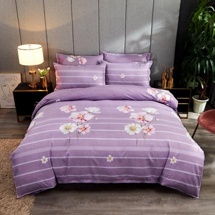 艾裙海 2020新款斜纹加厚床单四件套 紫色恋花