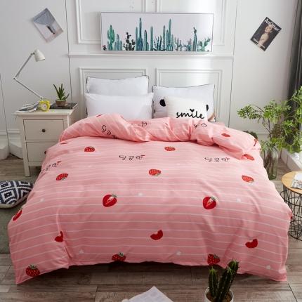 91家纺网 家纺一手货源 找家纺 艾裙海 2020新款斜纹加厚单被套 红色草莓