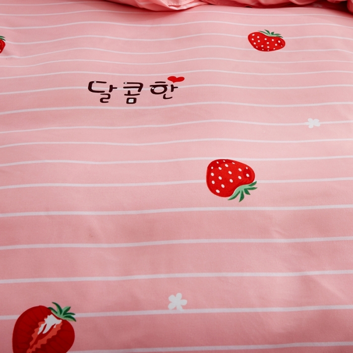 91家纺网 家纺一手货源 找家纺 艾裙海 2020新款斜纹加厚单被套 红色草莓