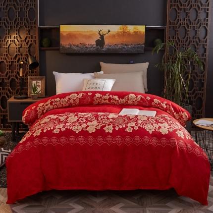 91家纺网 家纺一手货源 找家纺 艾裙海 2020新款斜纹加厚单被套 红色之恋