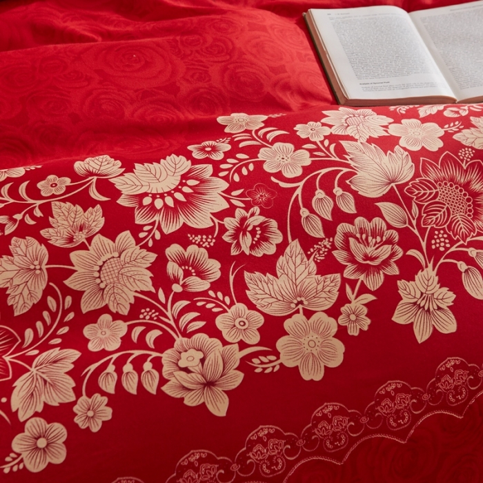 91家纺网 家纺一手货源 找家纺 艾裙海 2020新款斜纹加厚单被套 红色之恋