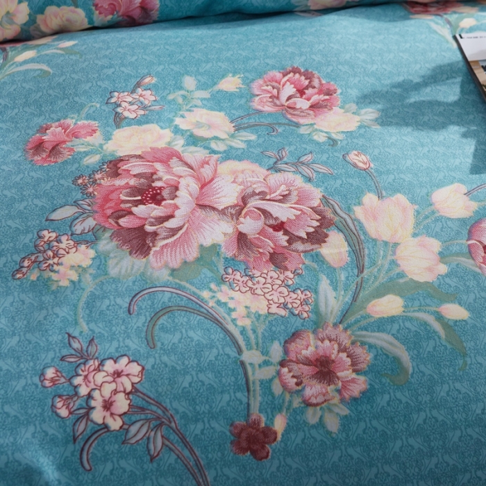 91家纺网 家纺一手货源 找家纺 艾裙海 2020新款斜纹加厚单被套 薇恋花语-兰