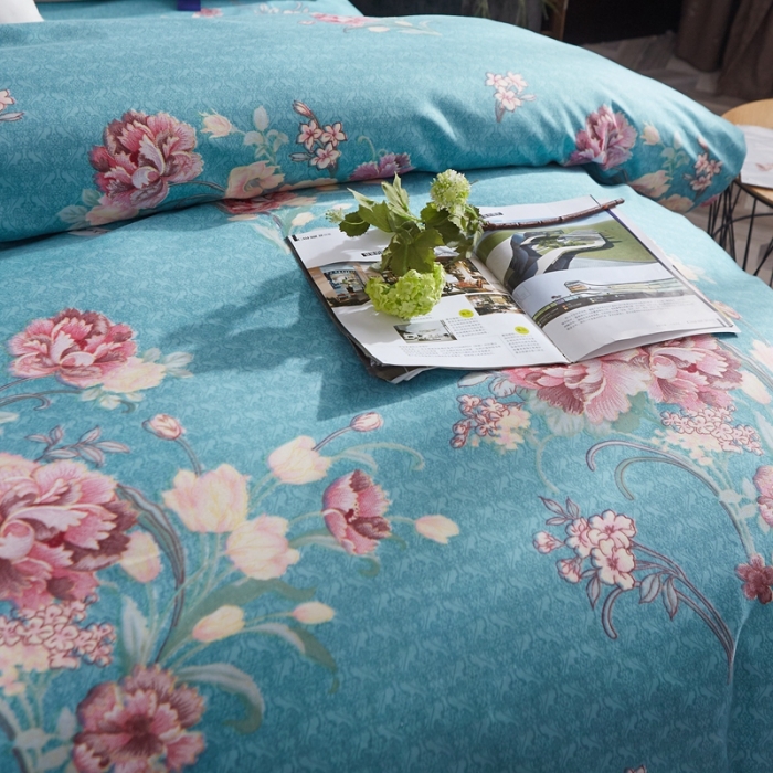 91家纺网 家纺一手货源 找家纺 艾裙海 2020新款斜纹加厚单被套 薇恋花语-兰