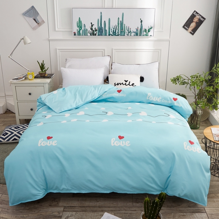 91家纺网 家纺一手货源 找家纺 艾裙海 2020新款斜纹加厚单被套 心心相印