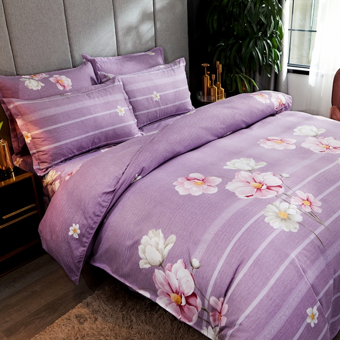 91家纺网 家纺一手货源 找家纺 艾裙海 2020新款斜纹加厚单被套 紫色恋花