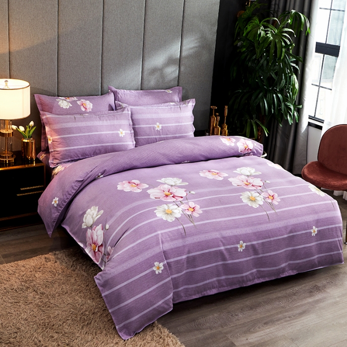 91家纺网 家纺一手货源 找家纺 艾裙海 2020新款斜纹加厚单被套 紫色恋花