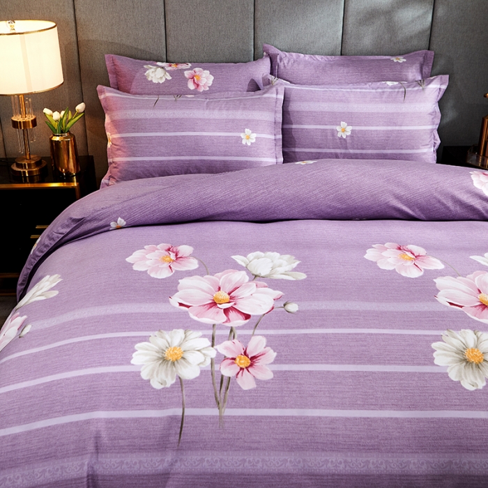 91家纺网 家纺一手货源 找家纺 艾裙海 2020新款斜纹加厚单被套 紫色恋花